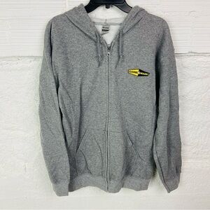 Gildan embroidered core & main Gray full Zip Up Men's fleece hoodie Sweater SZ M